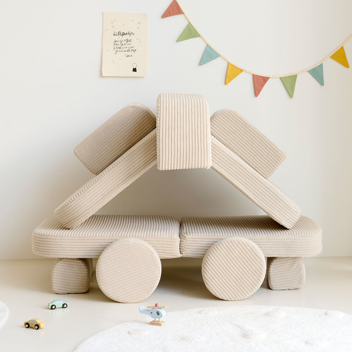 Spielsofa | 10-teilig | Beige Cord 