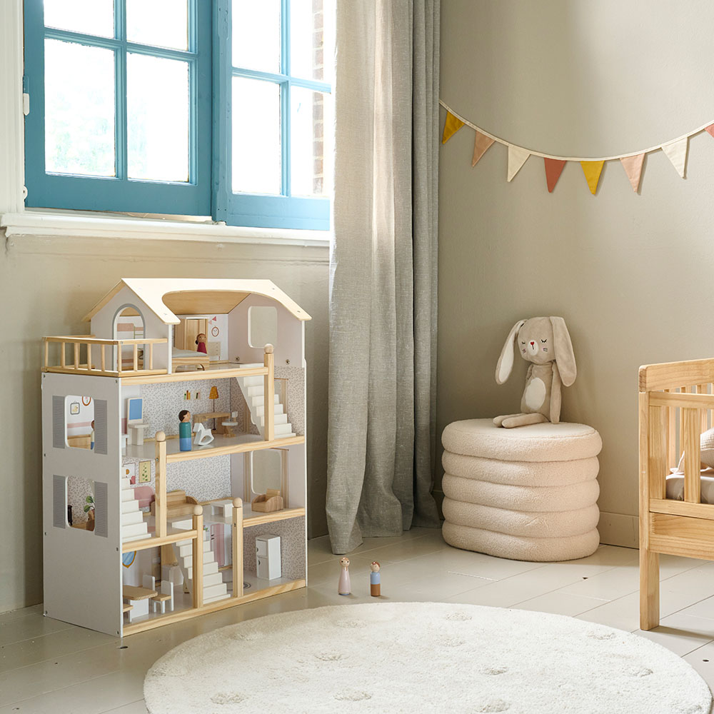 Grande maison de poupée en bois «Blanche» | incl. 19 meubles de poupée | 80 cm | Blanc