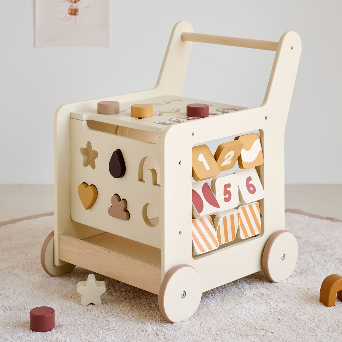 Chariot de marche en bois «Étoile» | Beige