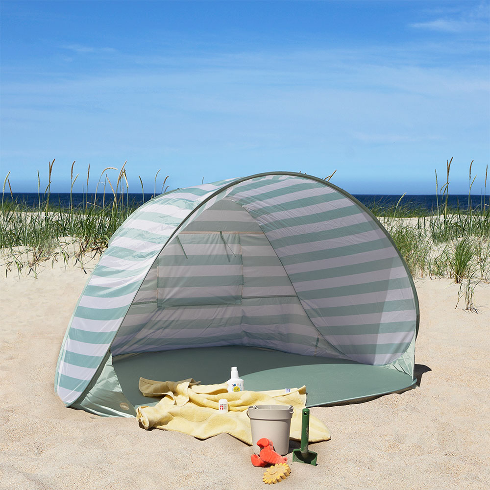 Pop-up Strandmuschel «Cannes» | Grün & Weiß