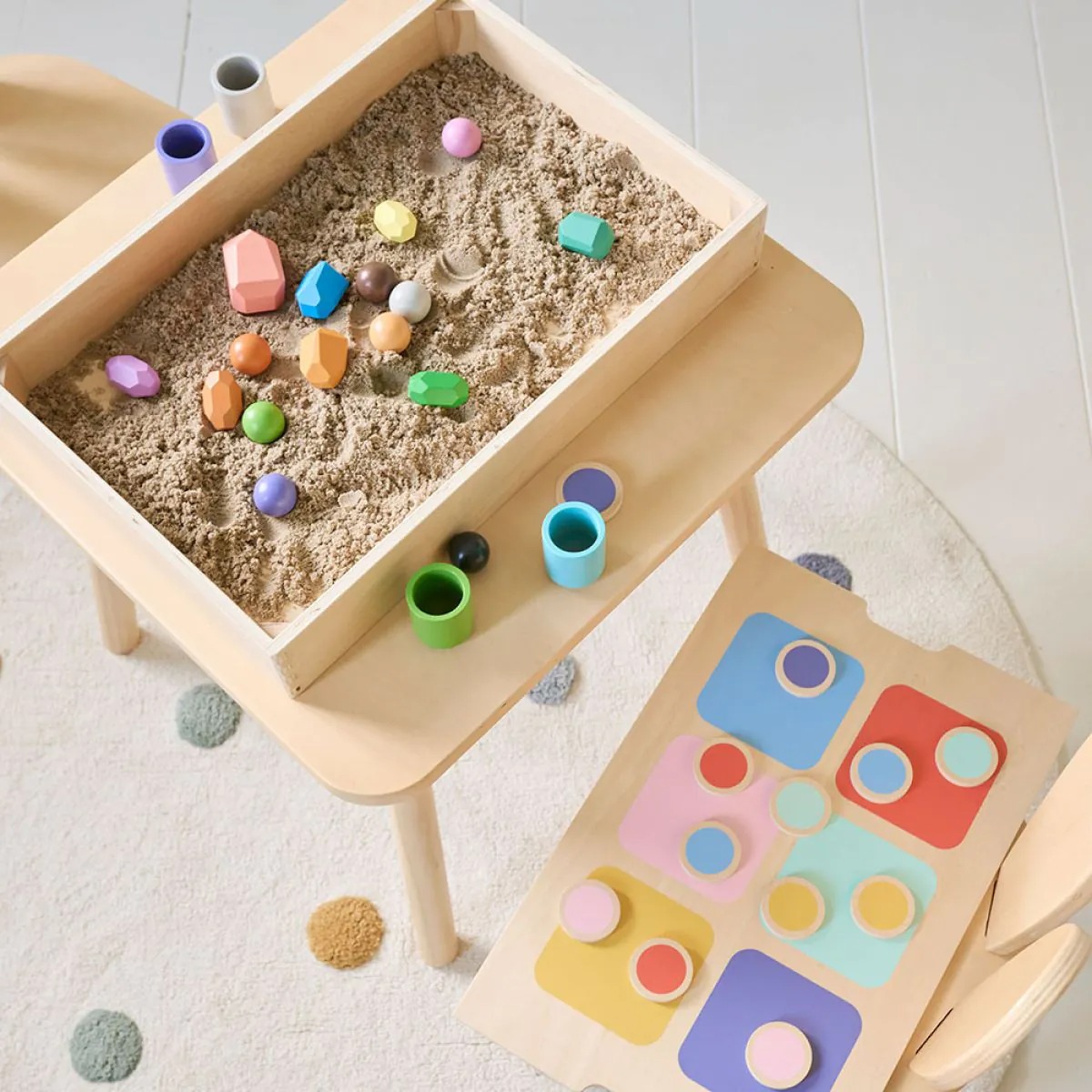set-van-2-houten-opbergkisten-arc-en-ciel-groen-en-beige